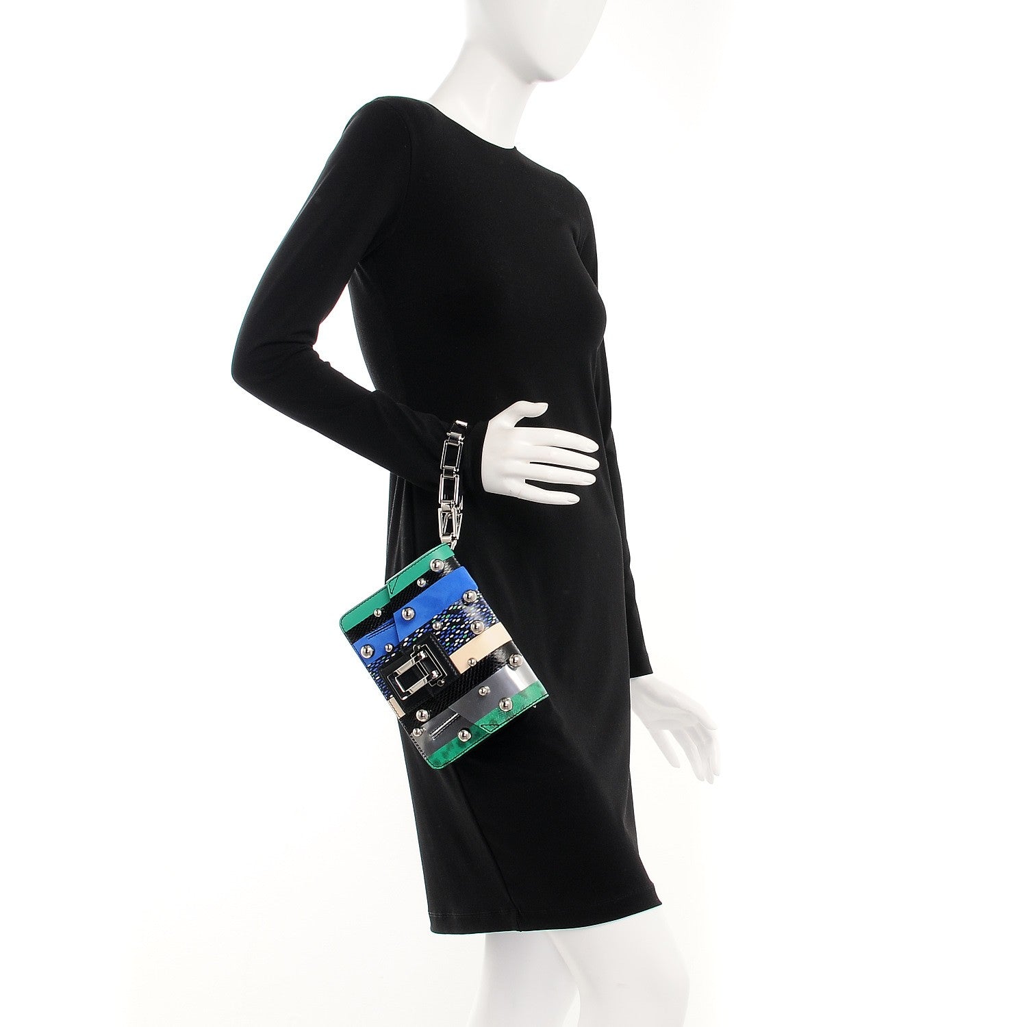 Proenza Schouler Elaphe Ayers Exotic Stripe Hava Clutch Aloe Electric Blue 2 of 8