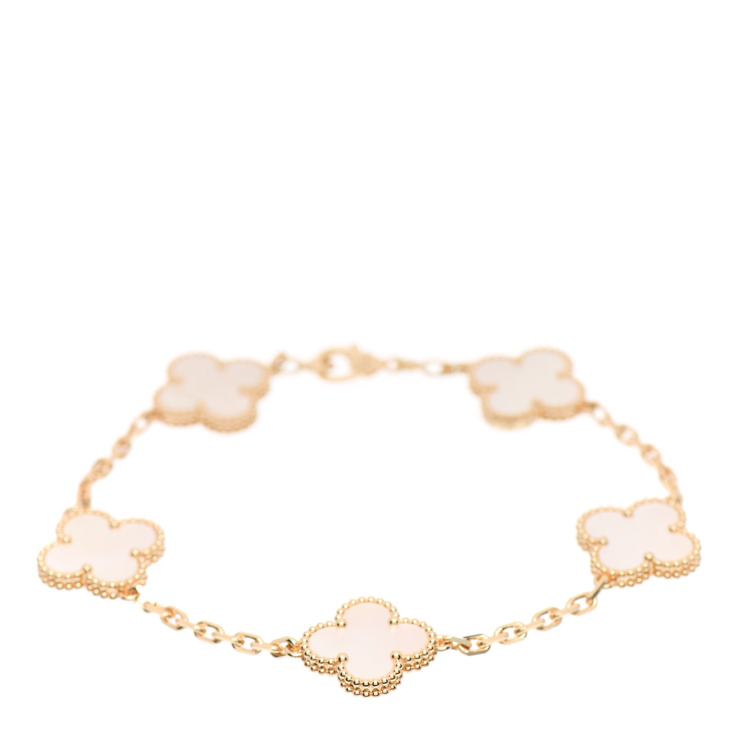 Van Cleef & Arpels 18K Yellow Gold Mother of Pearl 5 Motifs Vintage Alhambra Bracelet 1 of 5