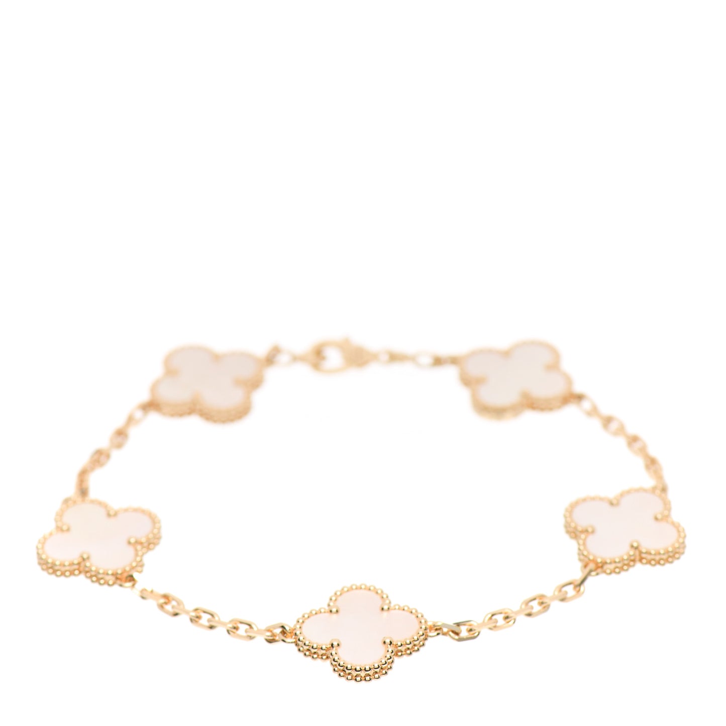 18K Yellow Gold Mother of Pearl 5 Motifs Vintage Alhambra Bracelet