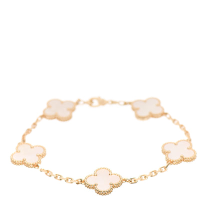 Van Cleef & Arpels 18K Yellow Gold Mother of Pearl 5 Motifs Vintage Alhambra Bracelet 1 of 5