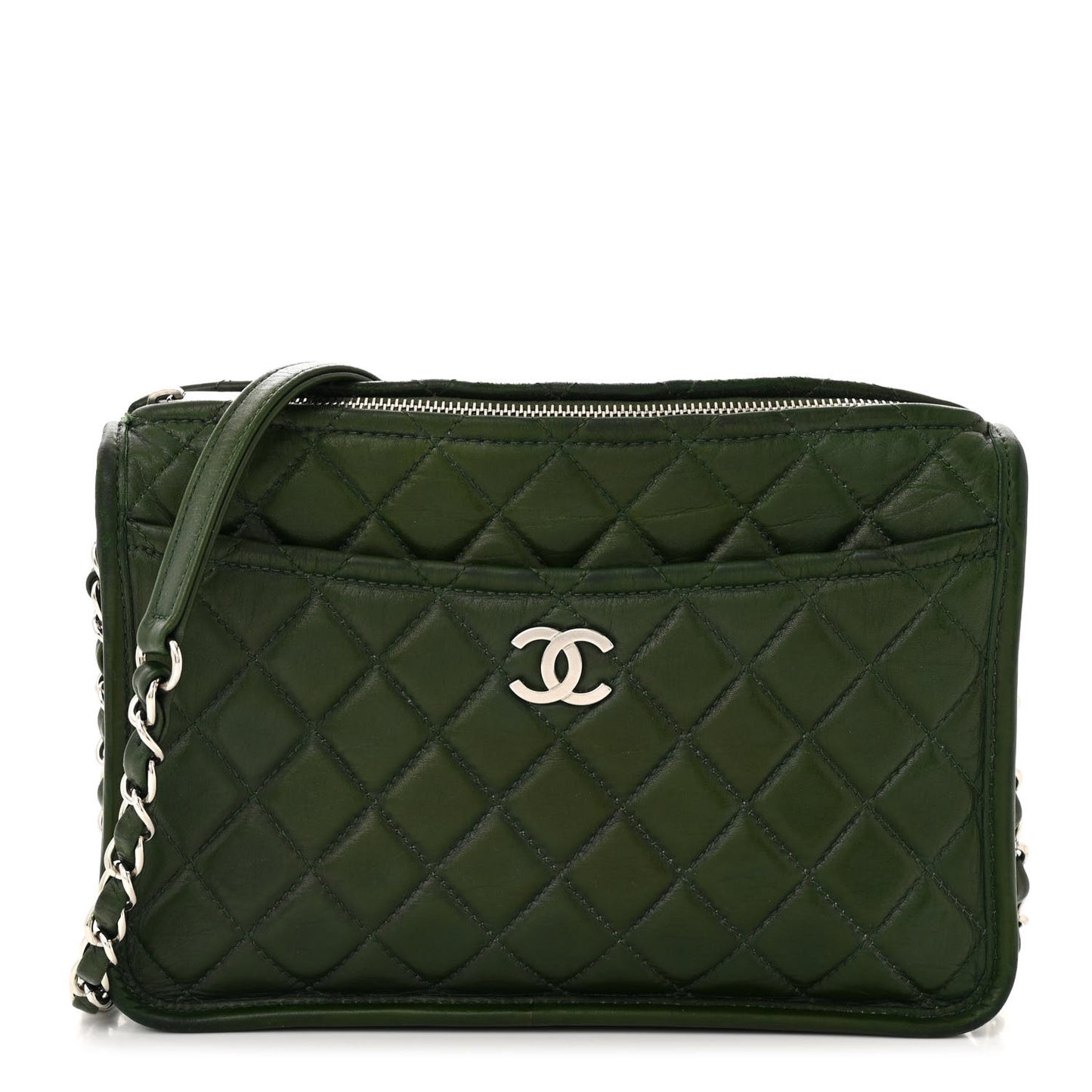Aged Calfskin Quilted Working Vibe Camera Case Khaki