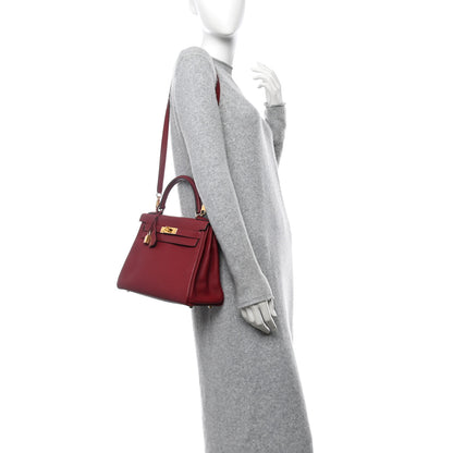 Hermes Togo Kelly Retourne 28 Rouge Grenat 2 of 11