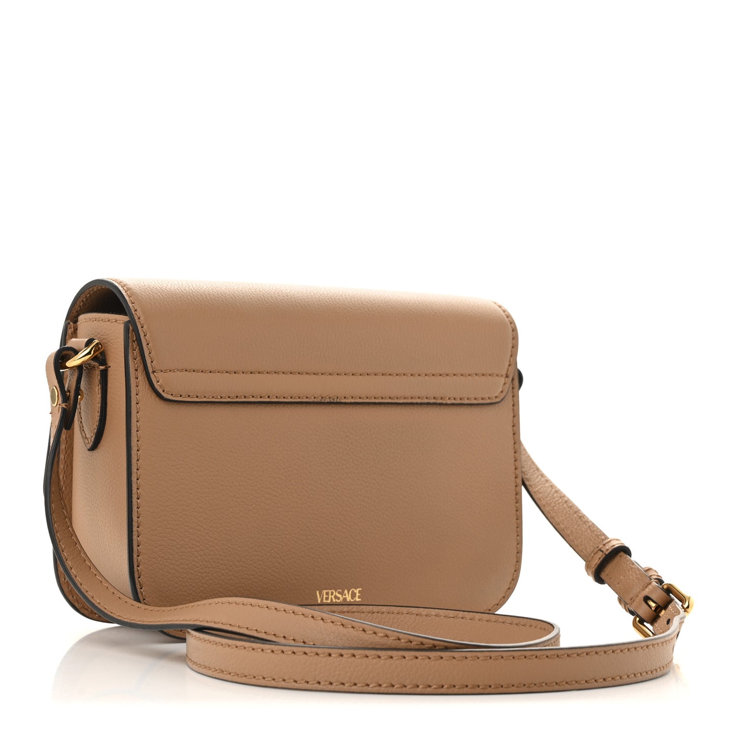 Grained Calfskin La Medusa Flap Shoulder Bag Brown