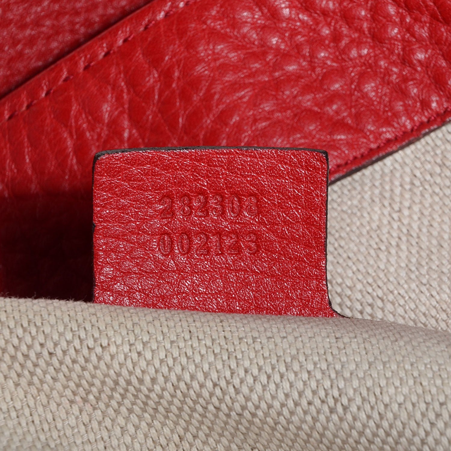 Gucci Pebbled Calfskin Large Soho Shoulder Bag Red 7 of 9