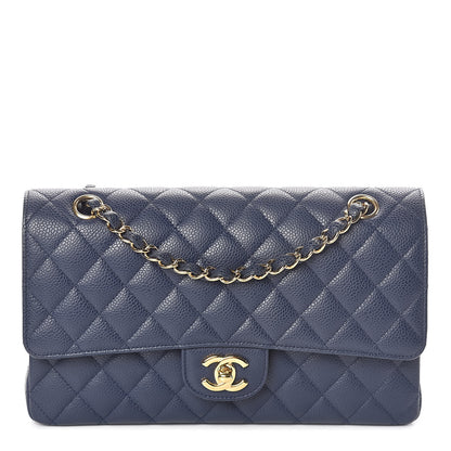 Chanel Caviar Quilted Medium Double Flap Dark Blue 1 of 10