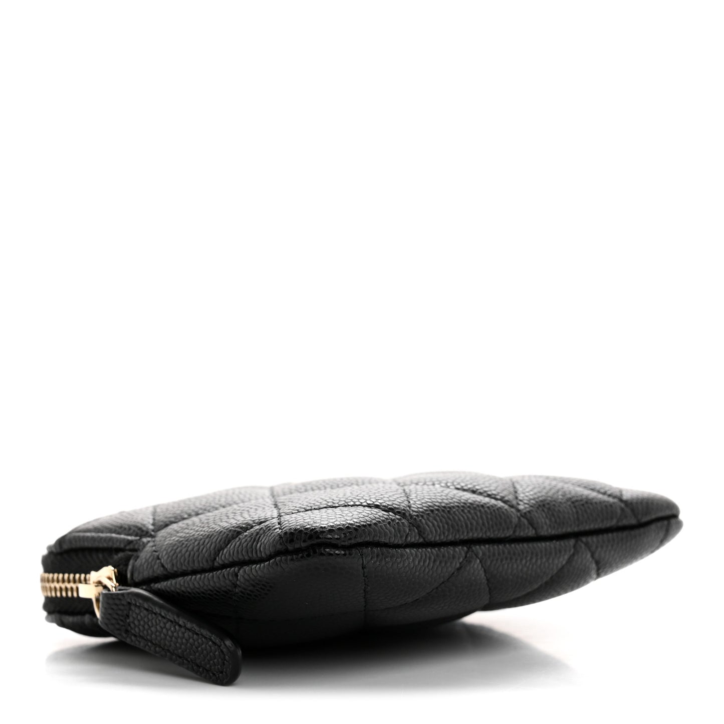 Caviar Quilted Zip Card Holder Wallet Black