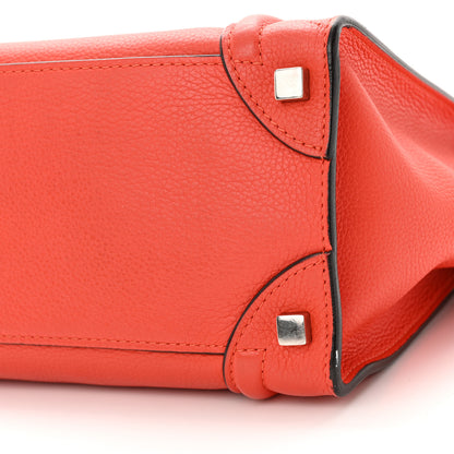 Celine Drummed Calfskin Micro Luggage Vermillion 9 of 15