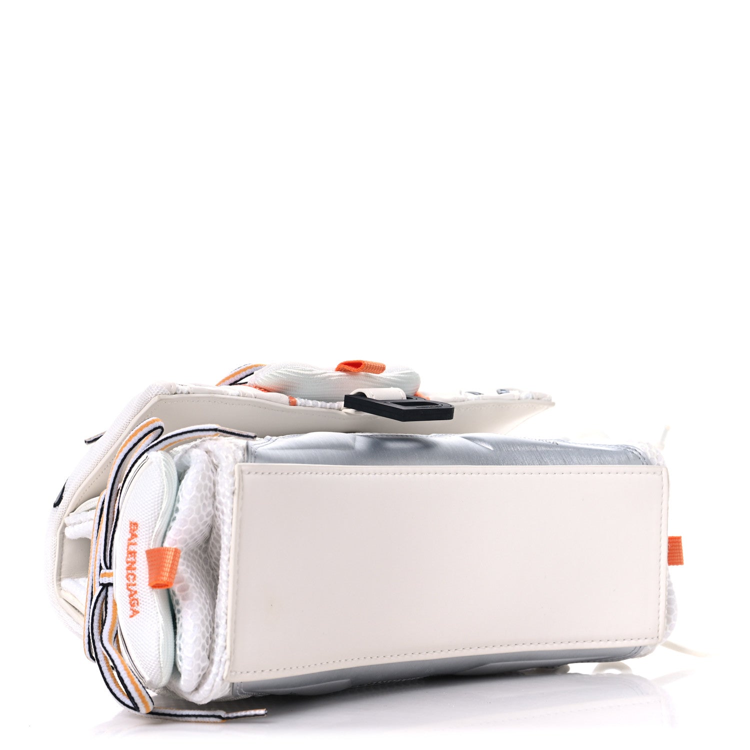 Balenciaga Faux Calfskin Fabric Glow In The Dark Small Sneakerhead Top Handle Bag White Orange 4 of 9