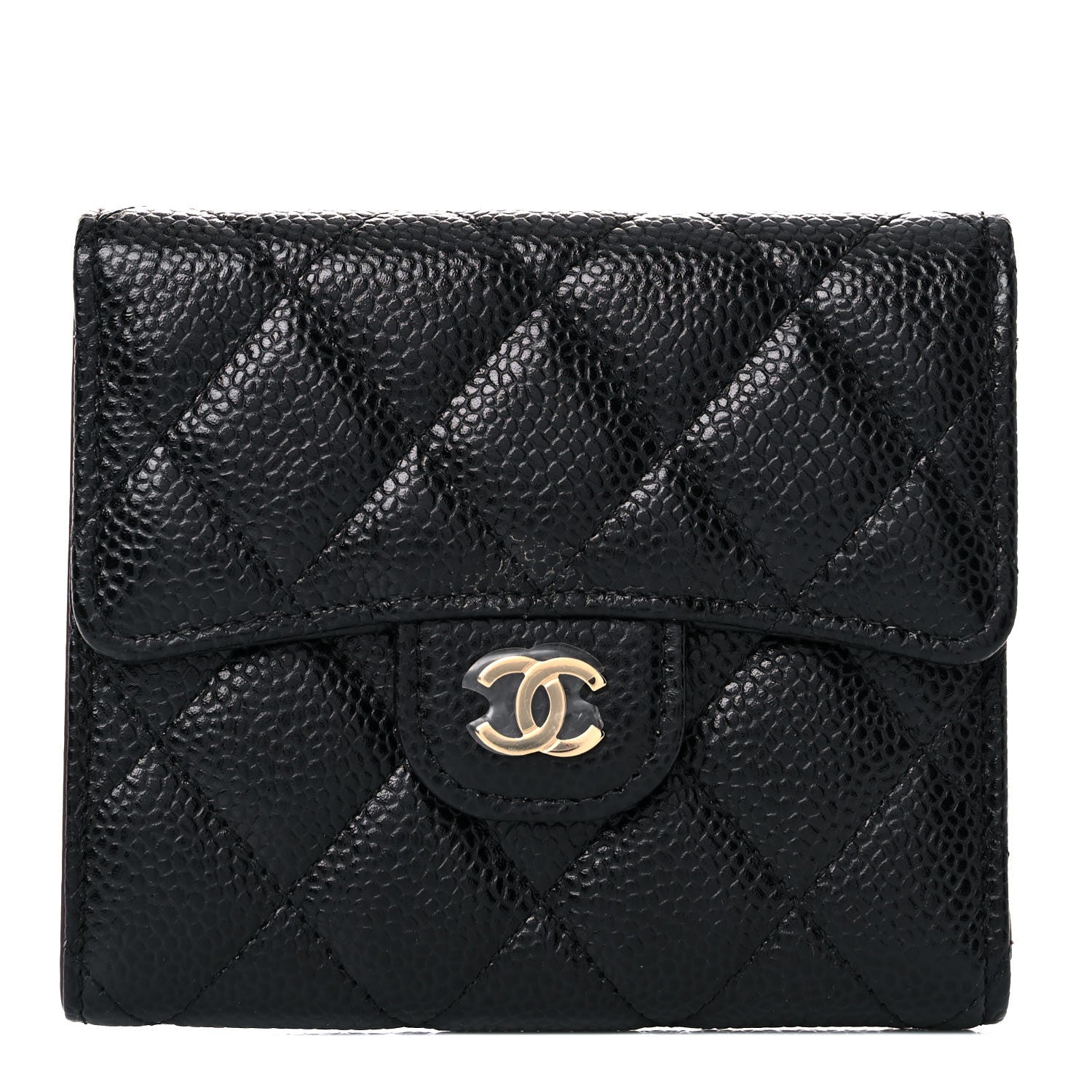 Chanel Caviar Quilted Compact Flap Wallet Black 1 of 9