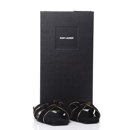 Saint Laurent Suede Tribute 05 Slide Sandals 37 Black 9 of 9