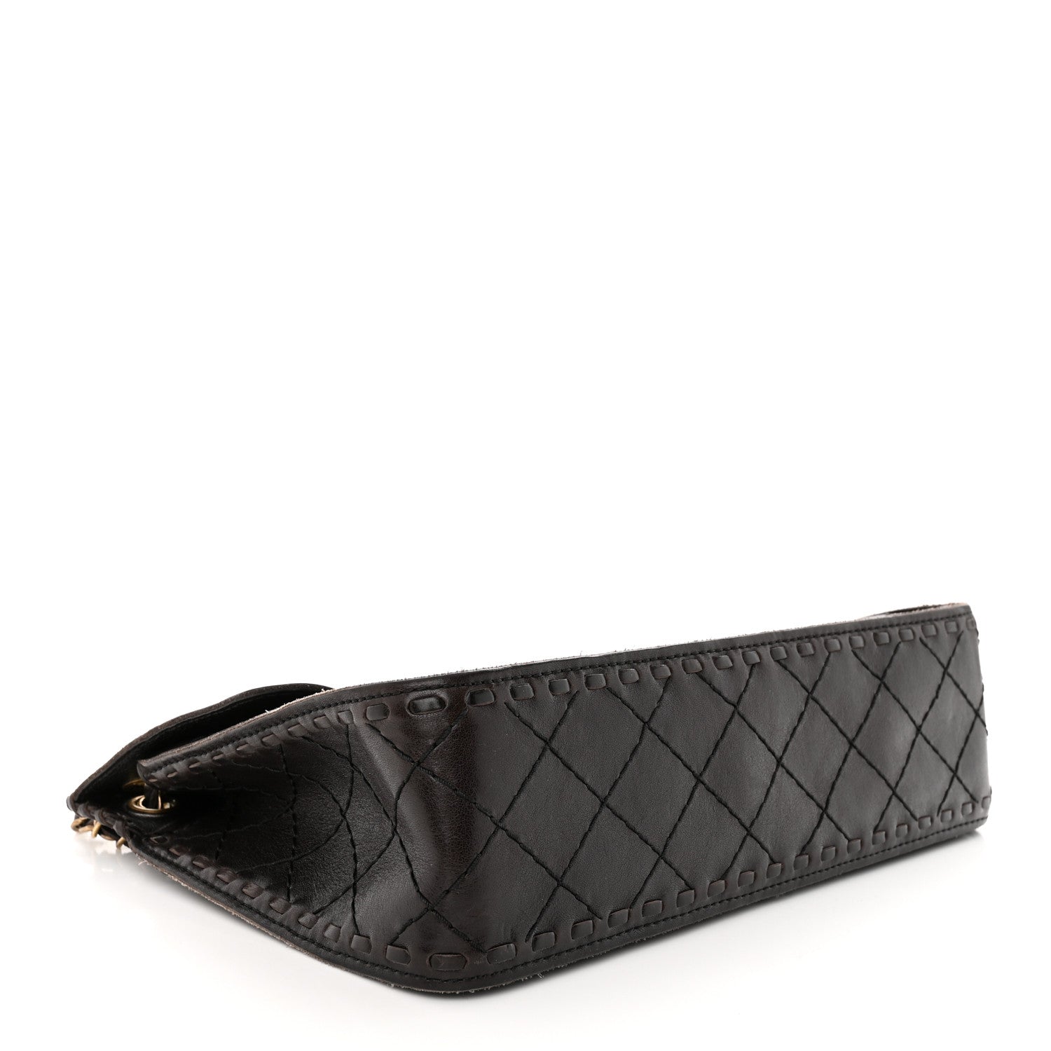Chanel Calfskin Stitched Large Vintage Flap Dark Brown 4 of 13