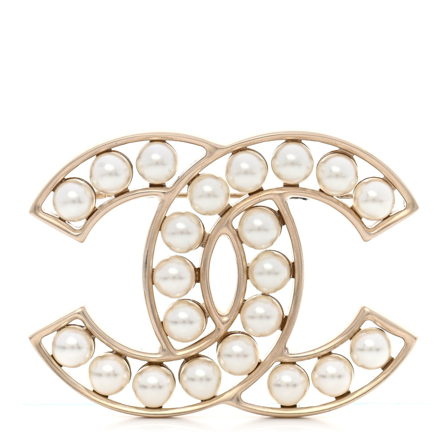 Pearl CC Brooch Light Gold