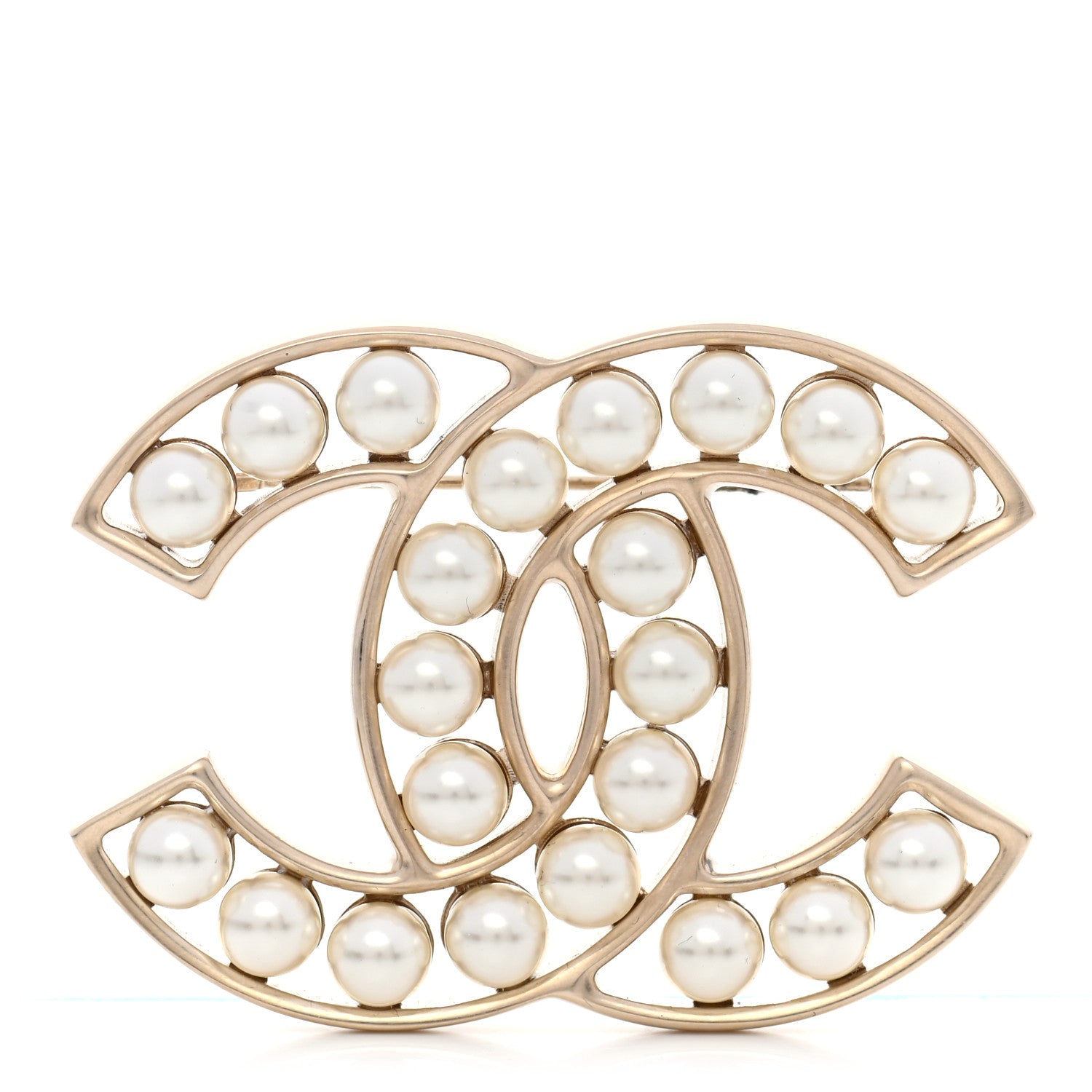 Chanel Pearl CC Brooch Light Gold 1 of 6