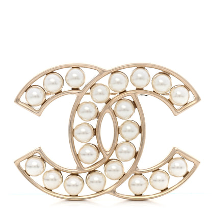 Chanel Pearl CC Brooch Light Gold 1 of 6