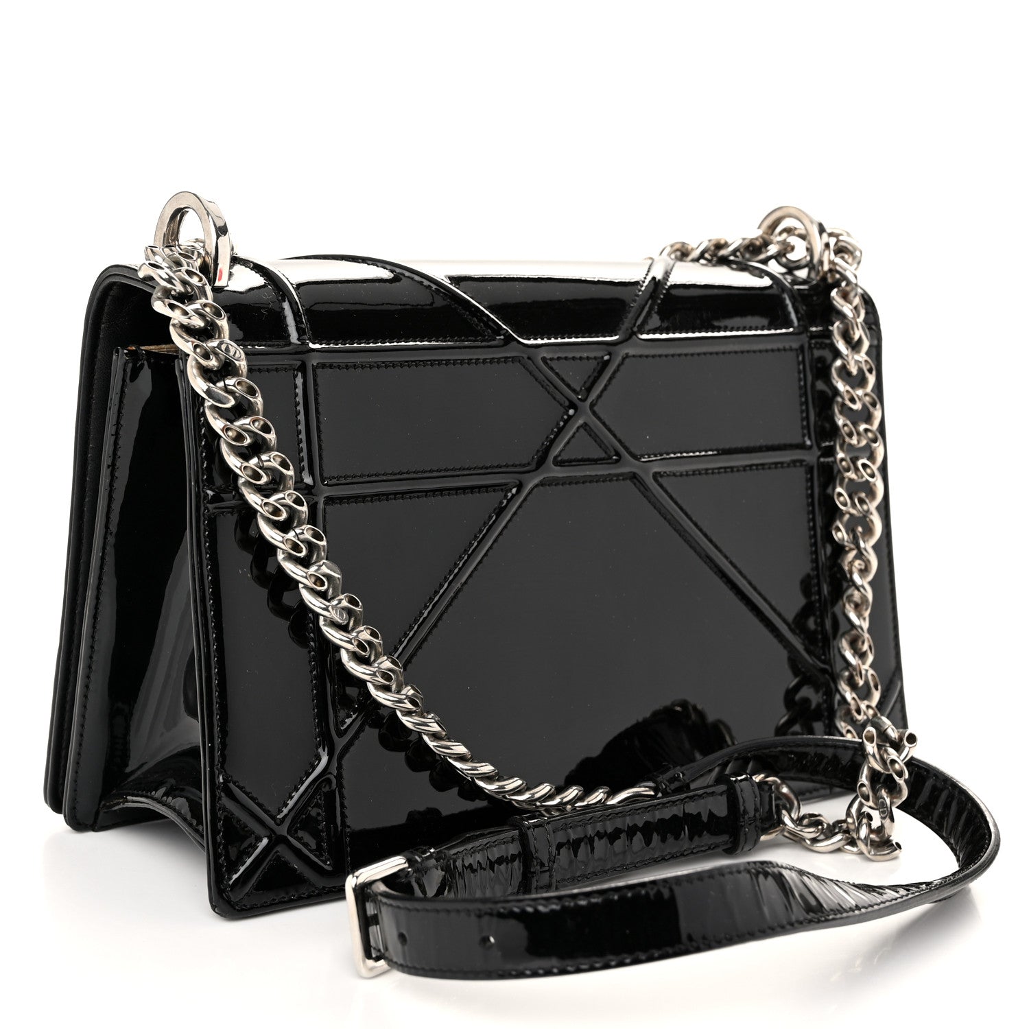 Christian Dior Patent Medium Diorama Flap Bag Black 3 of 11