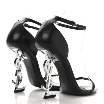 Saint Laurent Calfskin Opyum 110 Sandals 38.5 Black Silver 5 of 8