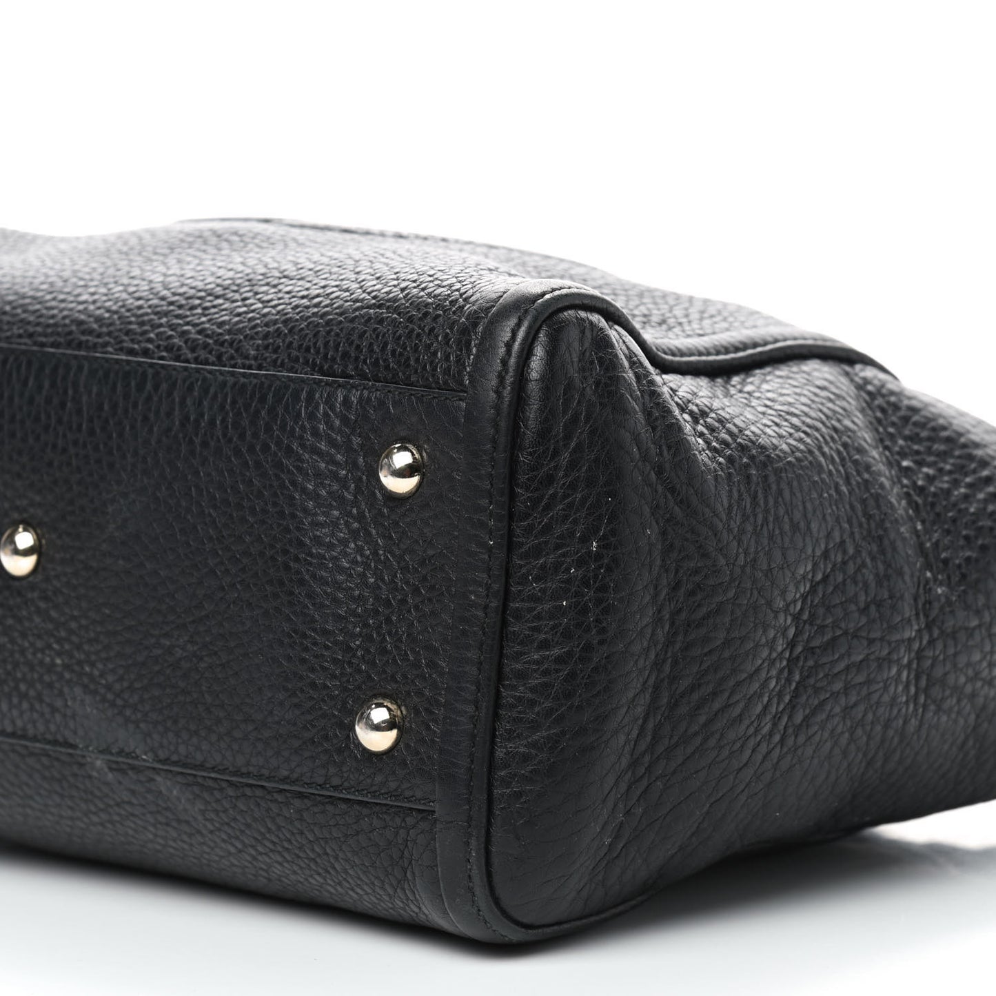Pebbled Calfskin Small Soho Top Handle Bag Black