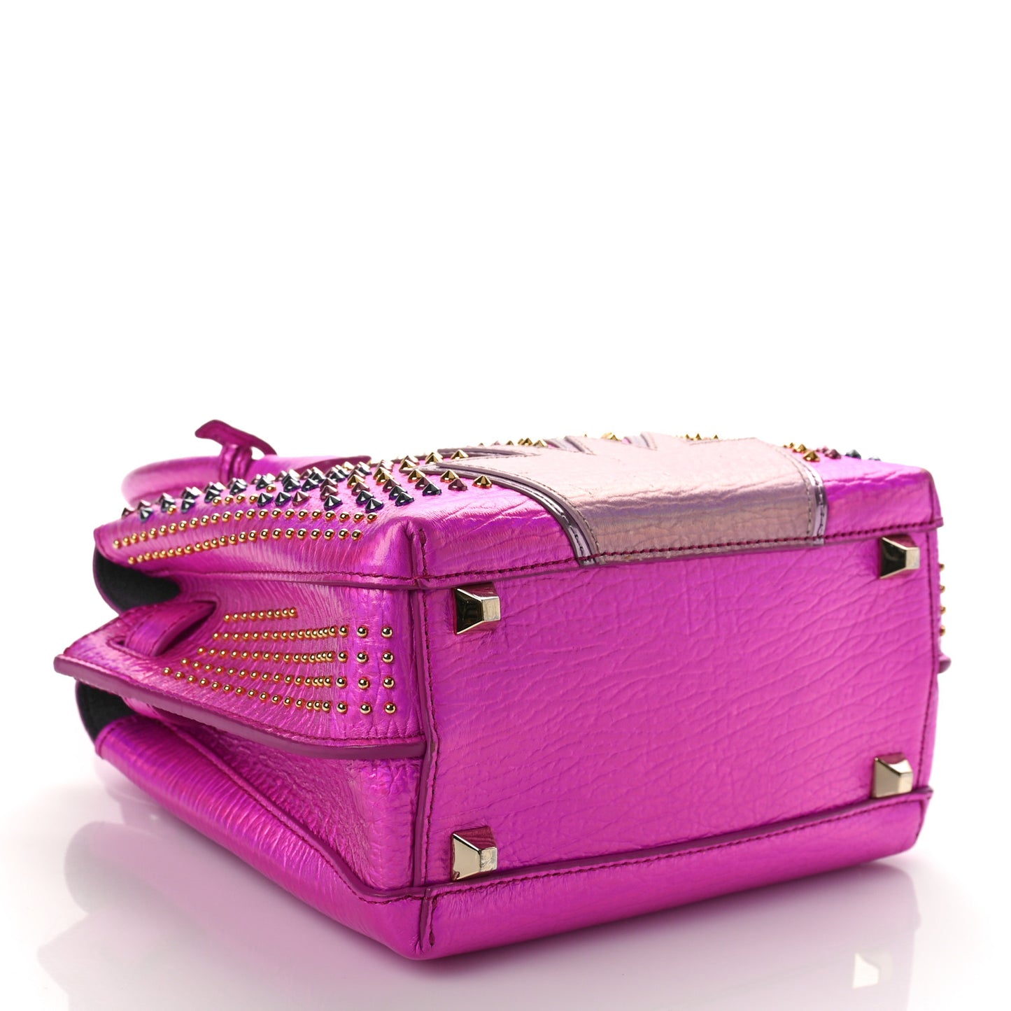 Metallic Calfskin Cyber Studs Mini Milla Tote Electric Pink