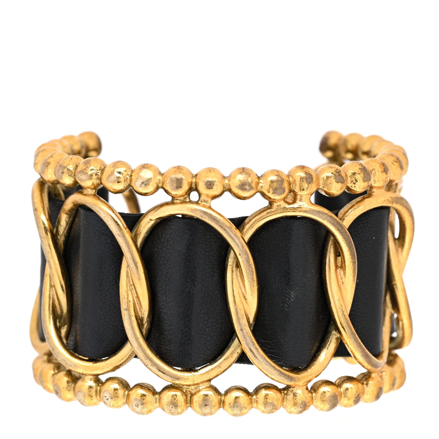 Chanel Lambskin Chain CC Cuff Black Gold 1 of 4