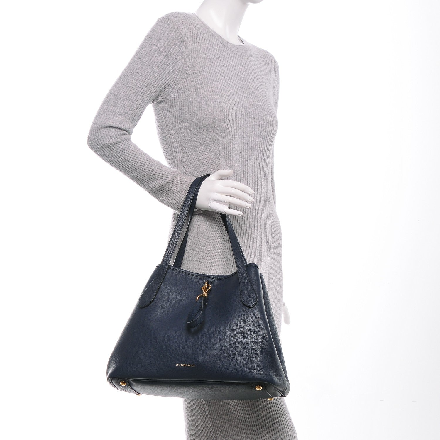 Burberry Grainy Calfskin Medium Honeybrook Tote Navy 2 of 6