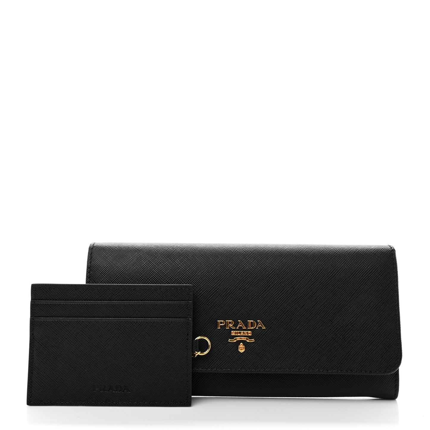 Saffiano Metal Continental Flap Wallet Black