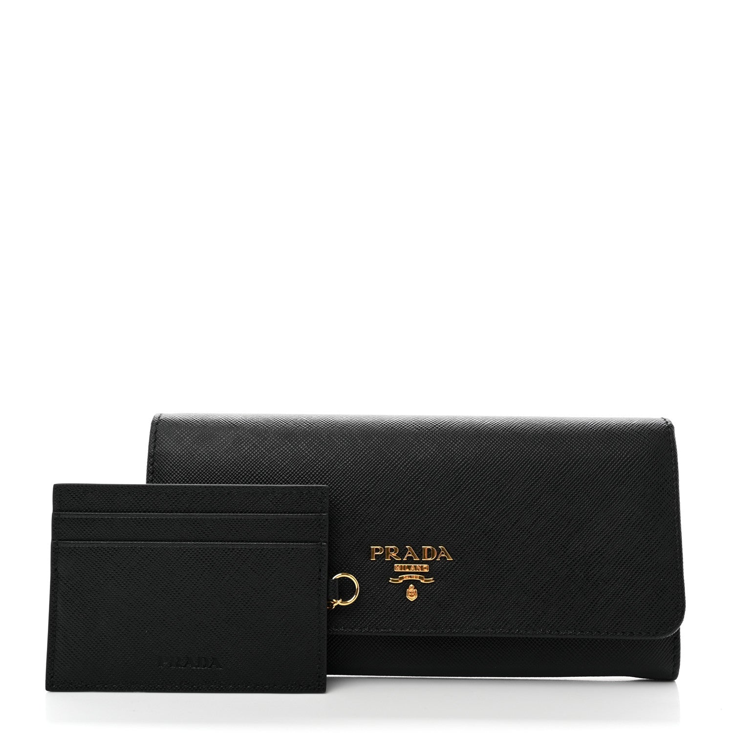 Prada Saffiano Metal Continental Flap Wallet Black 3 of 8