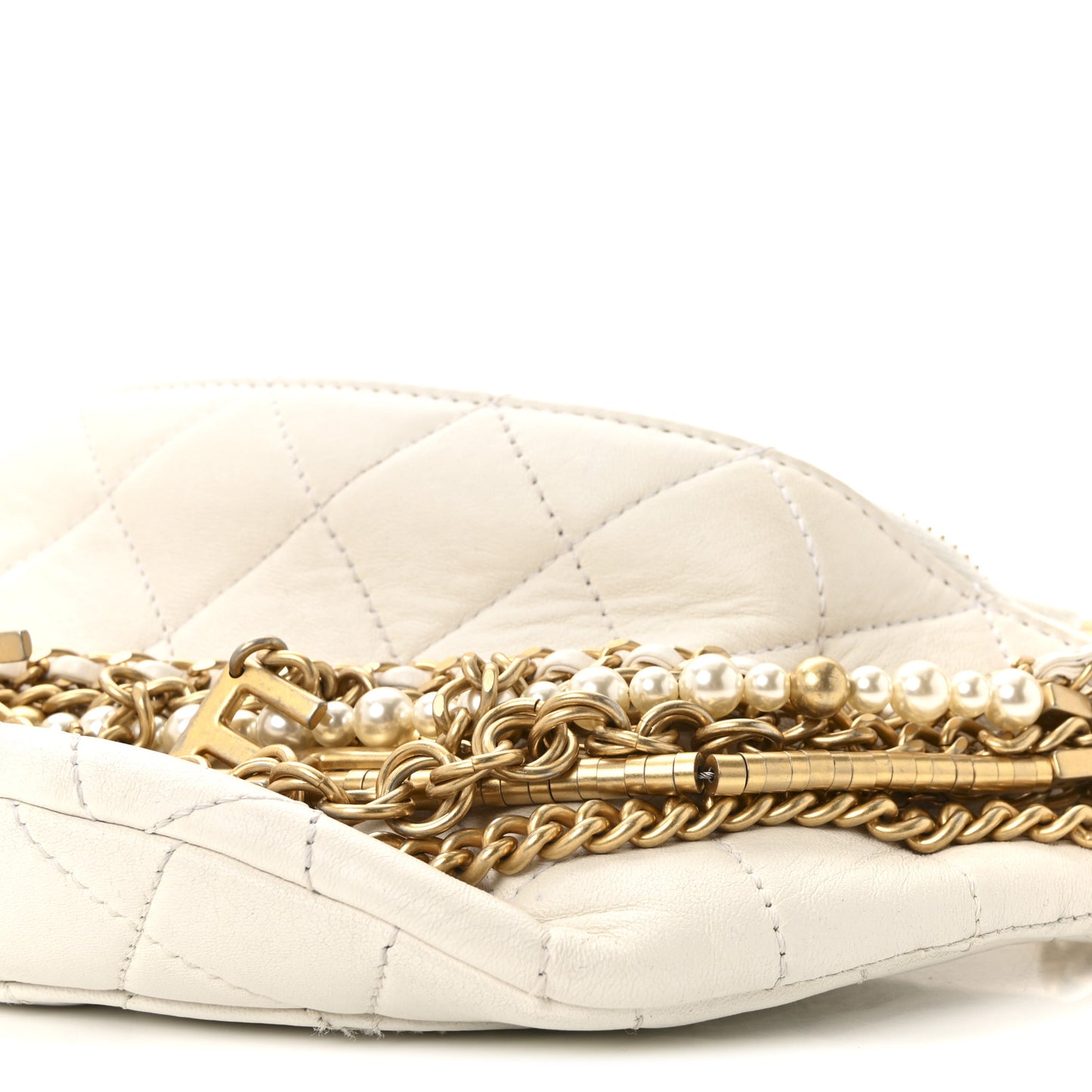 Lambskin Quilted All About Chains Waist Belt Bag White