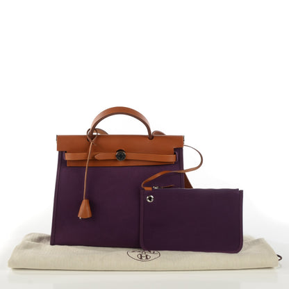 Hermes Vache Hunter Toile Herbag Zip 31 PM Fauve Cassis 7 of 18