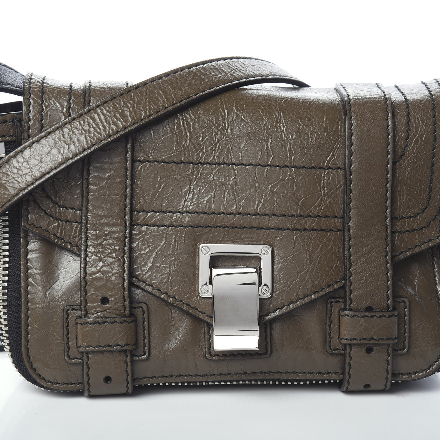 Proenza Schouler Crinkled Calfskin PS1 Mini Zip Crossbody Smoke 6 of 8