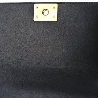 Chanel Calfskin Medium Boy Logo Top Handle Flap Black 16 of 17