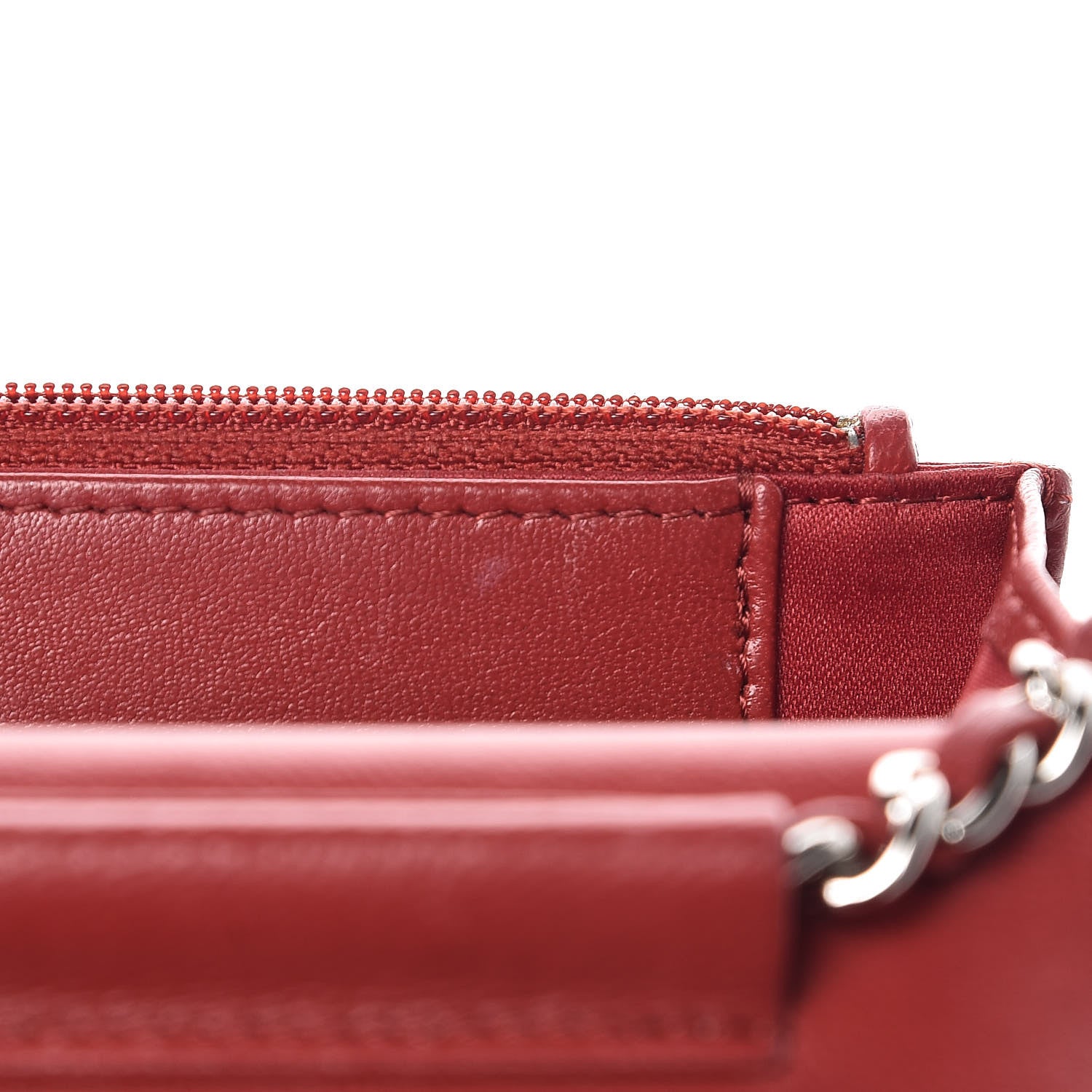 Chanel Lambskin Camellia Embossed Wallet On Chain WOC Red 9 of 17
