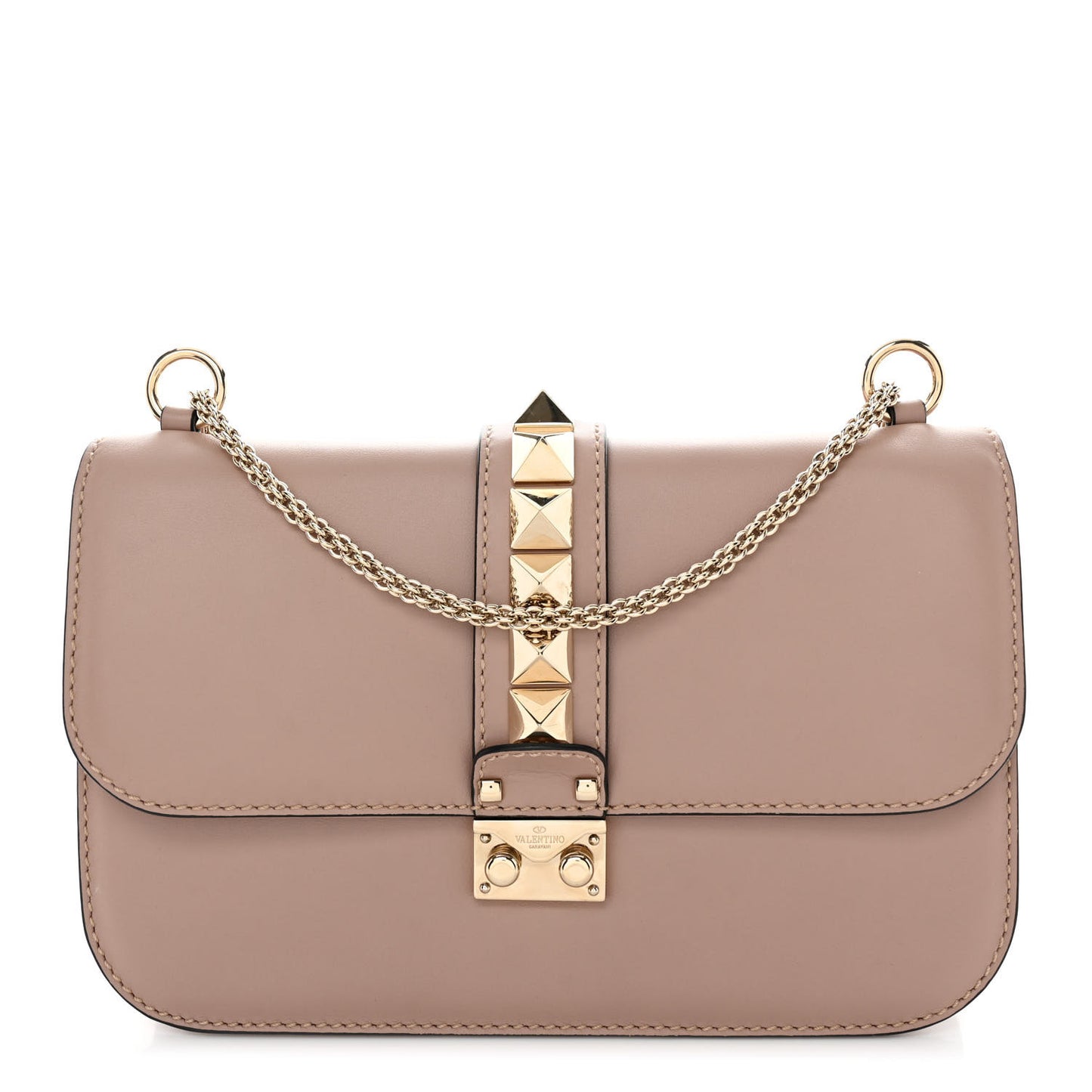 Vitello Medium Glam Lock Rockstud Flap Poudre