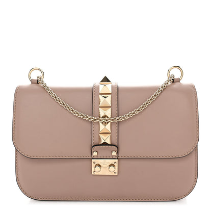 Valentino Garavani Vitello Medium Glam Lock Rockstud Flap Poudre 1 of 10