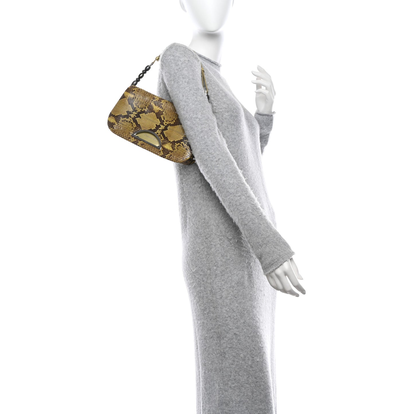 CHRISTIAN DIOR Snakeskin Malice Shoulder Bag Green