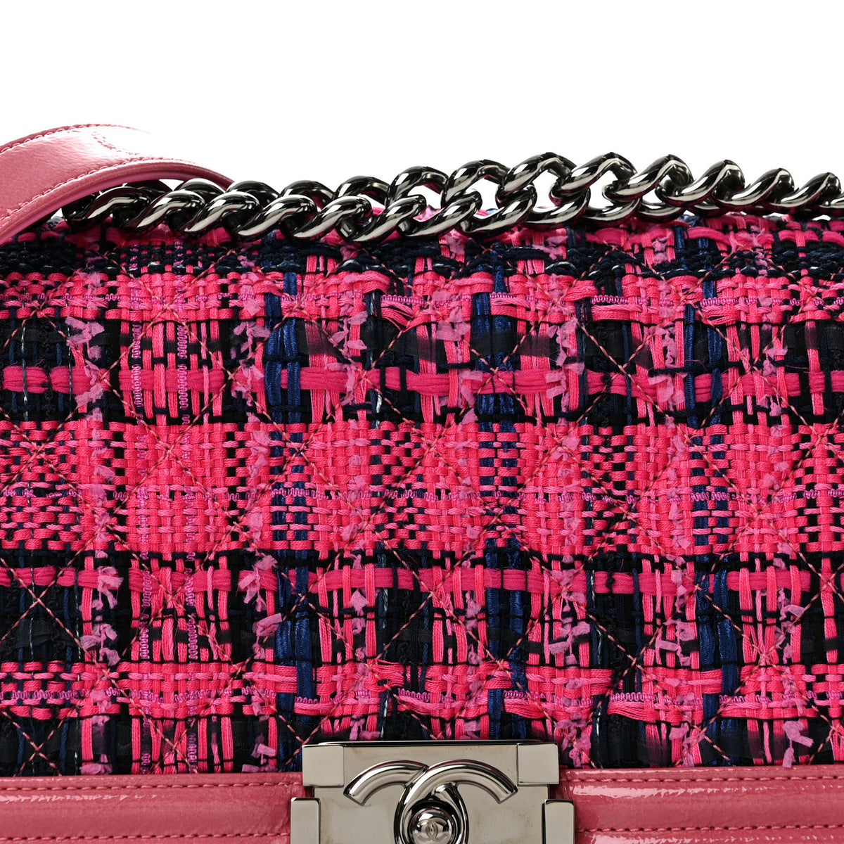 Chanel Patent Tweed Medium Boy Flap Fuchsia 8 of 12