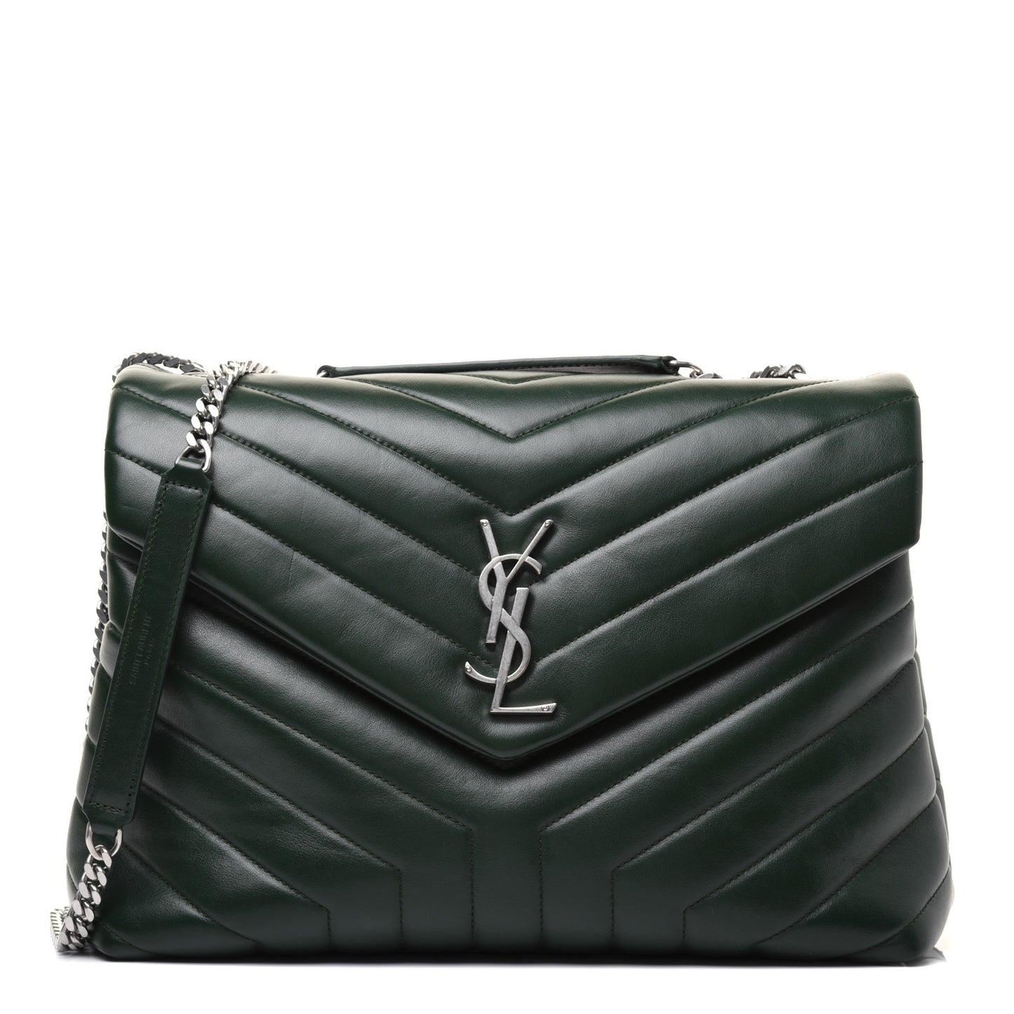 Calfskin Y Quilted Monogram Medium Loulou Chain Satchel Olive