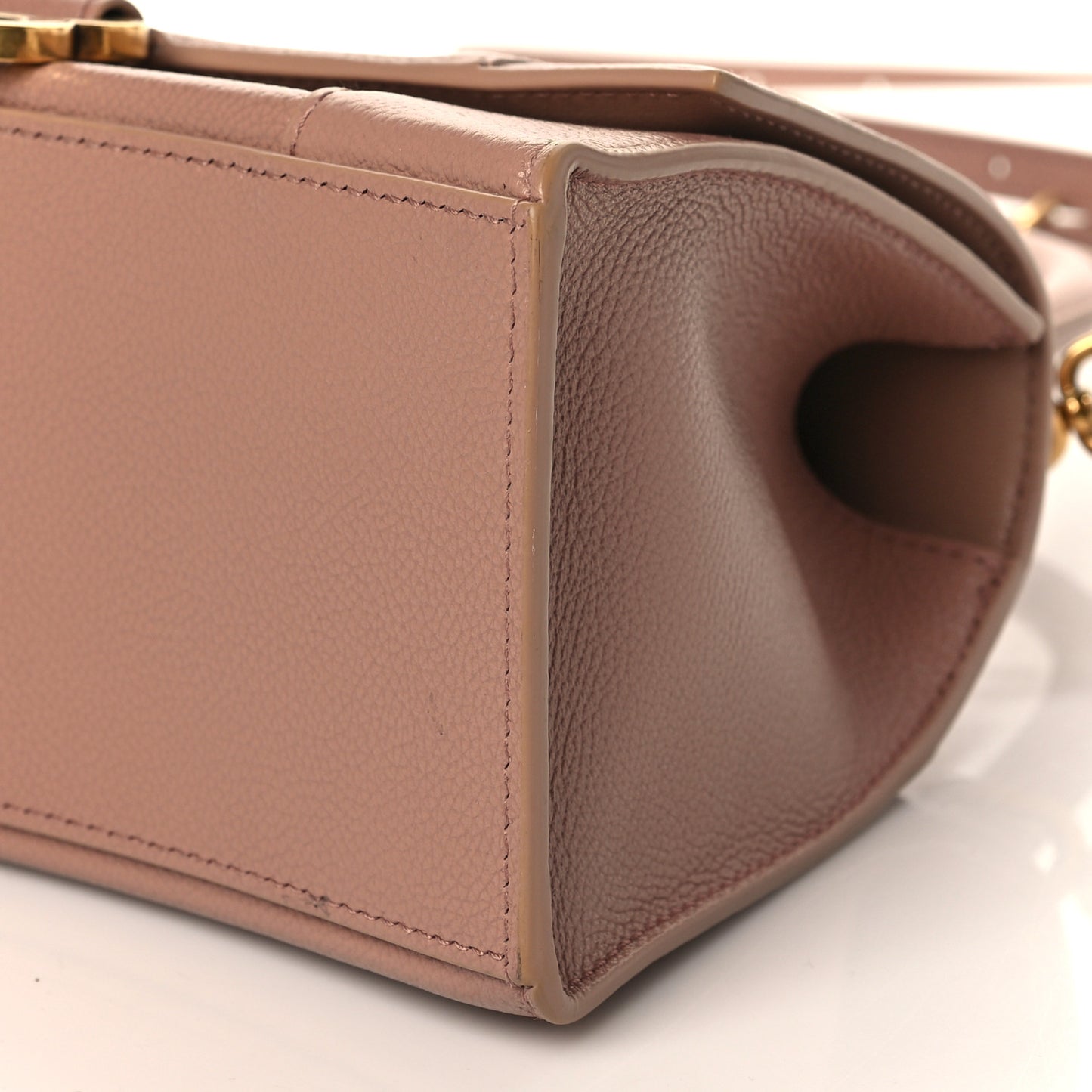Grained Calfskin Small Hourglass Top Handle Bag Nude Beige