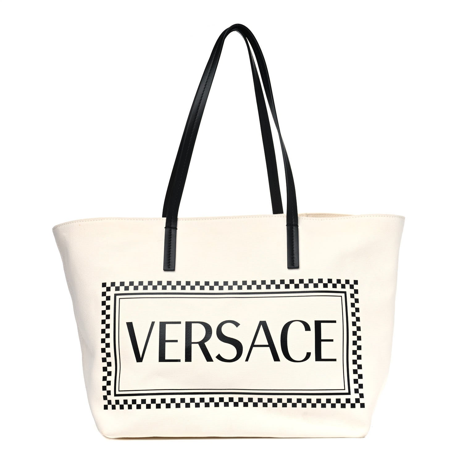 Versace Canvas Logo Tote Black White 1 of 10
