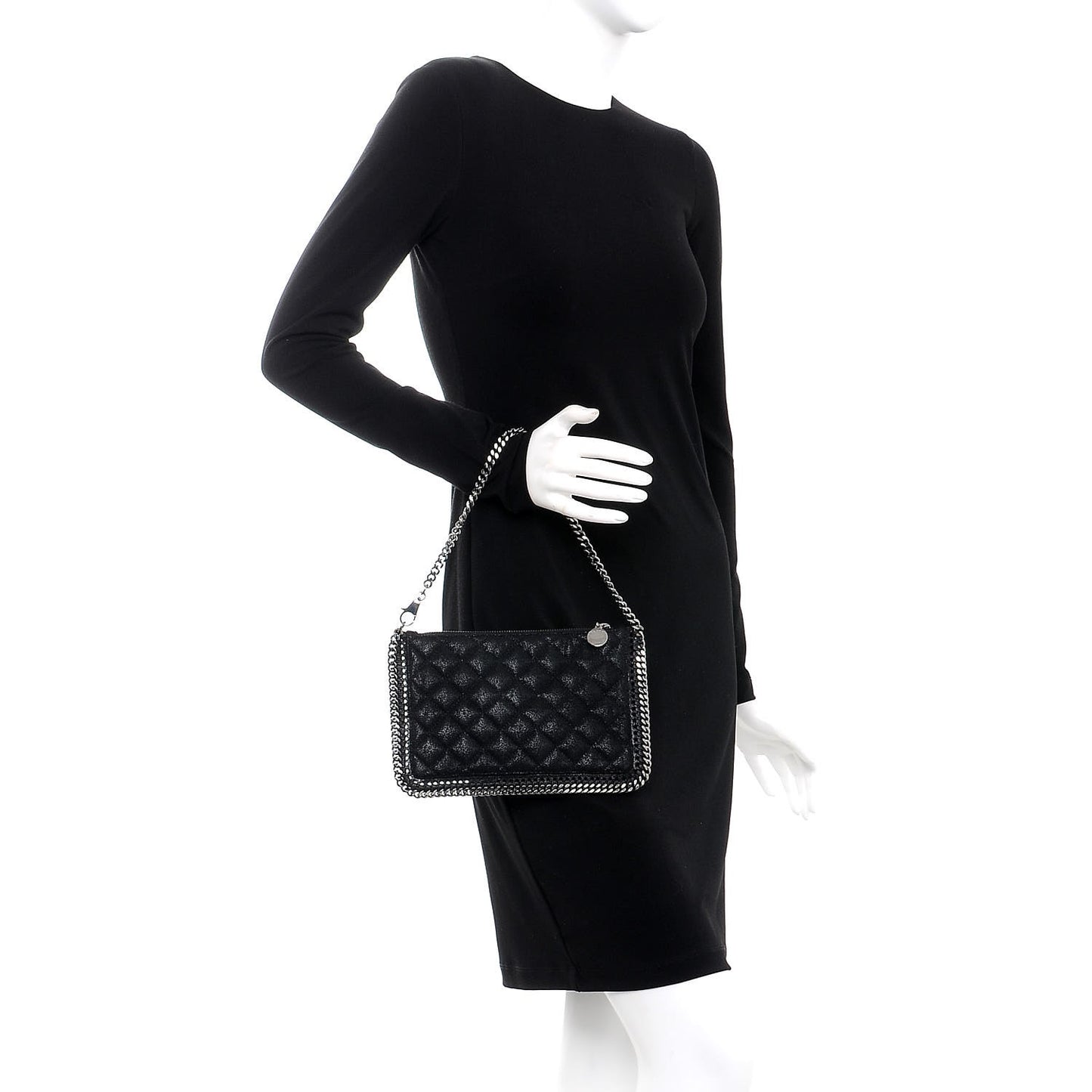 Shaggy Deer Quilted Falabella Wristlet Black