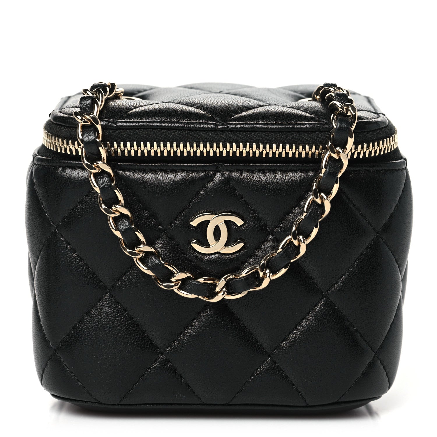 Chanel Lambskin Quilted Mini Vanity Case With Chain Black 1 of 11