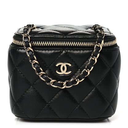 Chanel Lambskin Quilted Mini Vanity Case With Chain Black 1 of 11