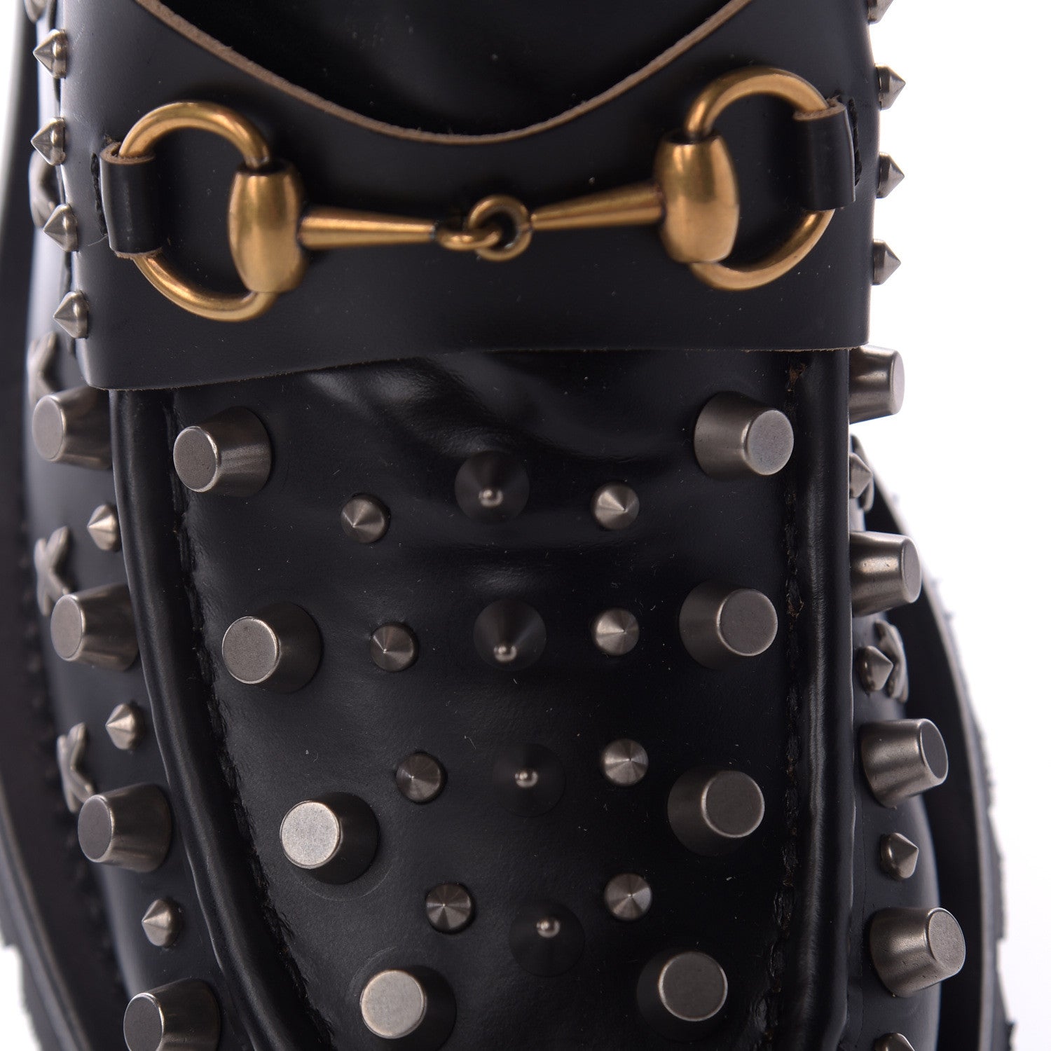 Gucci Cordovan Lux Studded Mens Harald Horsebit Ankle Boots 10 Black 9 of 10