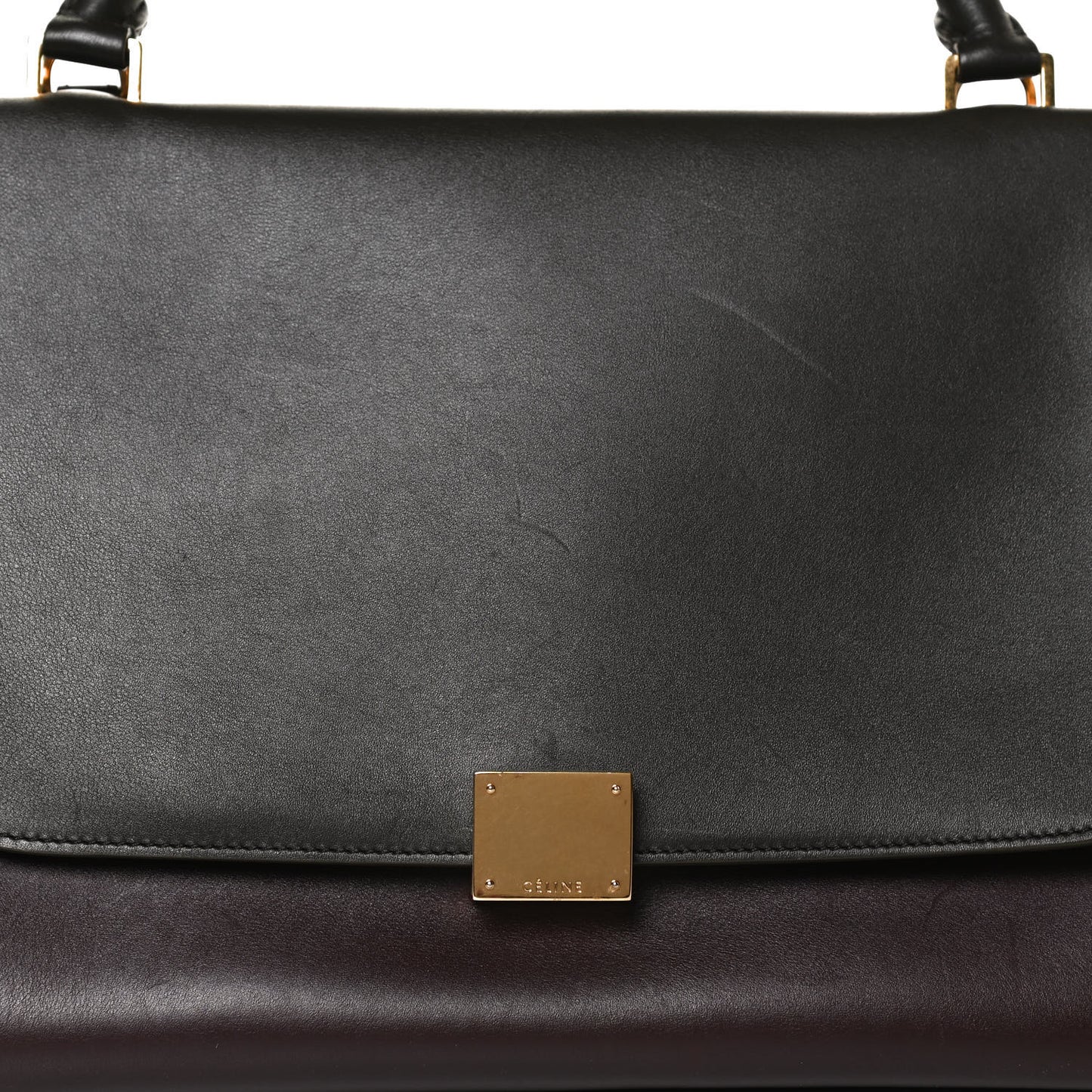 Smooth Calfskin Suede Medium Tri-Color Trapeze Dark Grey