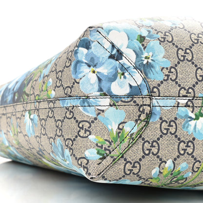 Gucci GG Supreme Monogram Blooms Medium Reversible Tote Beige Blue Navy 7 of 17