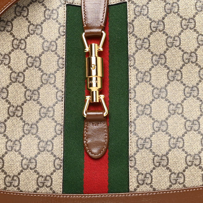 Gucci GG Supreme Monogram Azalea Calfskin Web Medium Jackie 1961 Hobo Beige Ebony Brown Sugar 8 of 11