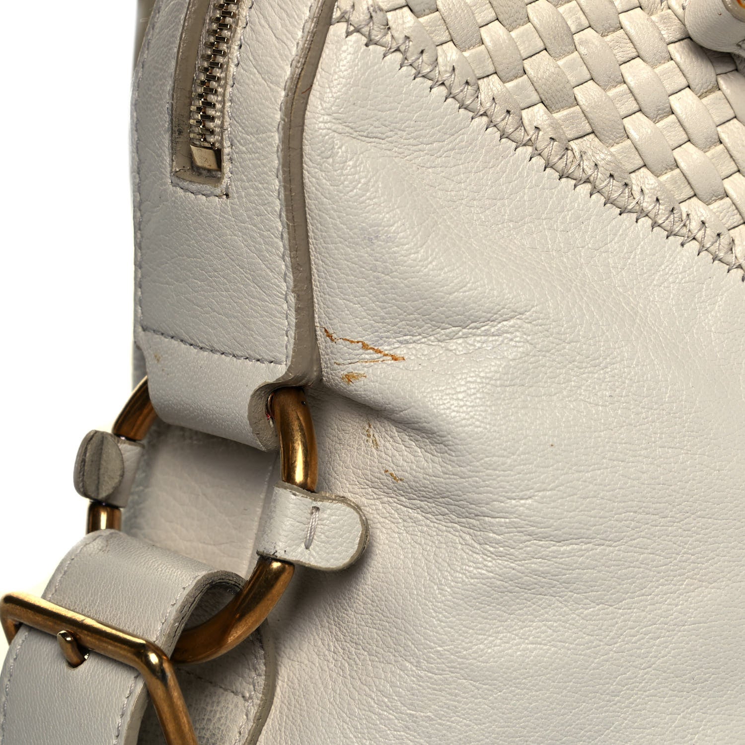 Saint Laurent Calfskin Woven Large Muse White 13 of 16
