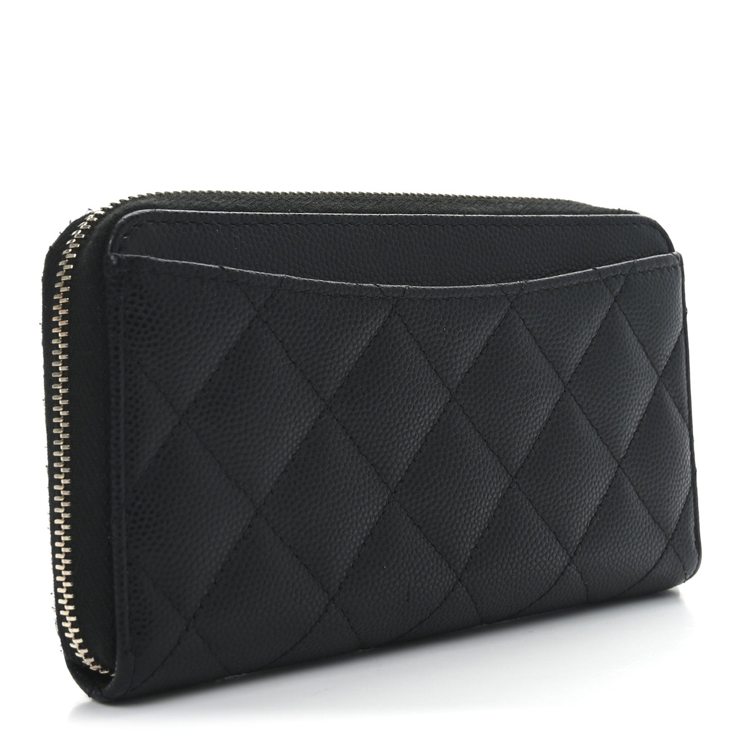 Caviar Quilted Medium Zip Around Wallet Black