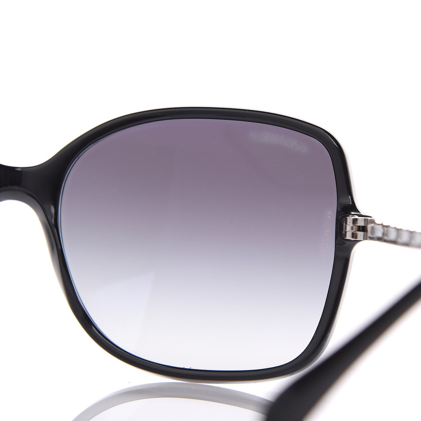 Lambskin Square Chain Sunglasses 5210-Q Black