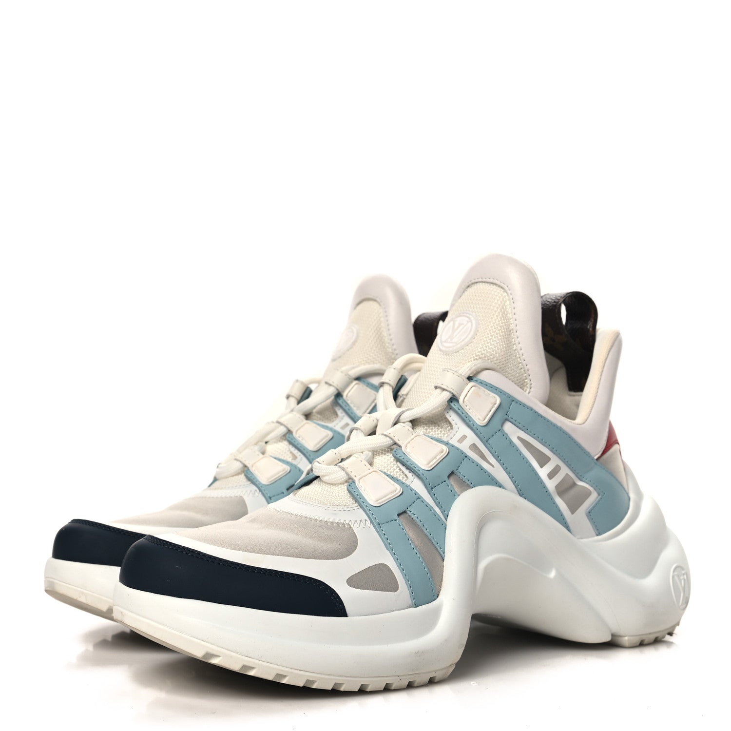 Louis Vuitton Calfskin Technical Nylon LV Archlight Sneakers 40 White Blue Gris 4 of 10