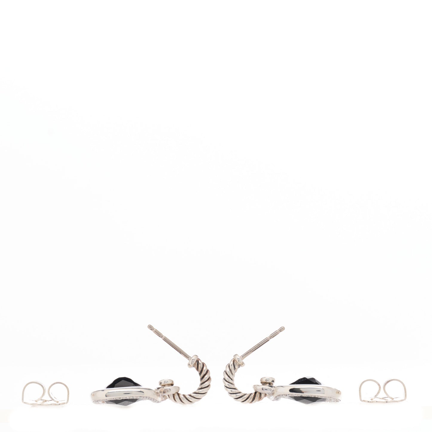 Sterling Silver Diamond Black Onyx Labyrinth Drop Earrings